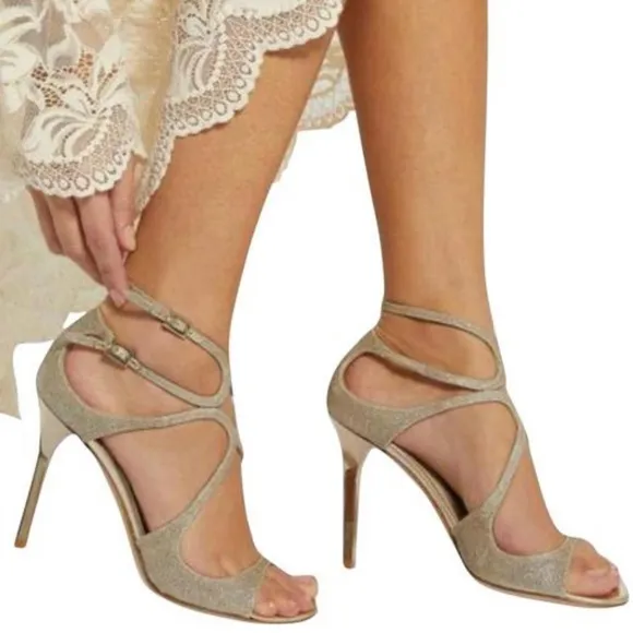 Jimmy Choo Lang Wavy Strappy Clasp Heel Sandals