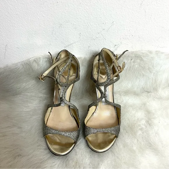 Jimmy Choo Lang Wavy Strappy Clasp Heel Sandals