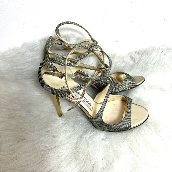 Jimmy Choo Lang Wavy Strappy Clasp Heel Sandals
