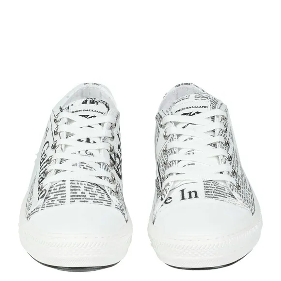 John Galliano ( newspaper print ) white low sneakers | Size 10