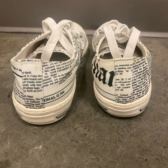 John Galliano ( newspaper print ) white low sneakers | Size 10