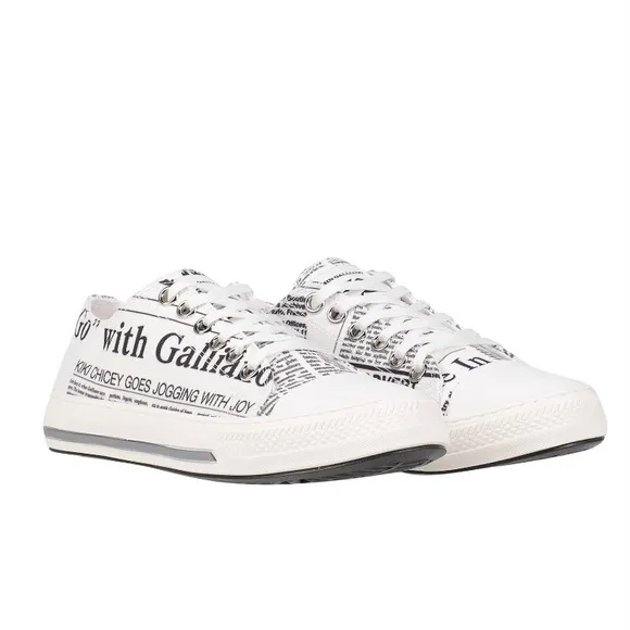 John Galliano ( newspaper print ) white low sneakers | Size 10