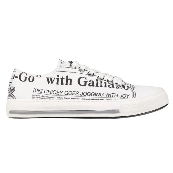John Galliano ( newspaper print ) white low sneakers | Size 10