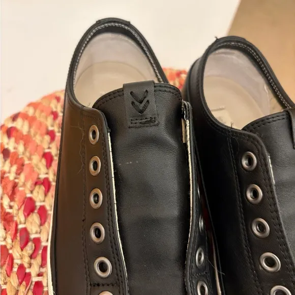 John Varvatos Black Leather Laceless Slip-Ons