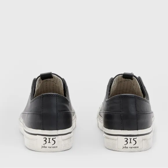 John Varvatos Black Leather Laceless Slip-Ons