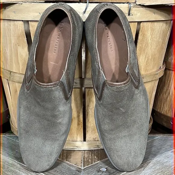 John Varvatos Dylan Sidegore Brown Suede Slip-On Oxford Loafers Mens Size 9.5
