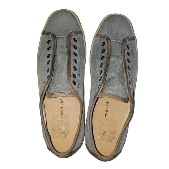 John Varvatos Hattan Low Laceless Shoes Men's Size 10.5M Gray Canvas Sneakers