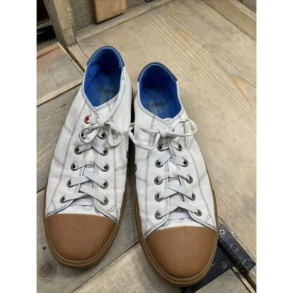 𝅺JOHNNIE-O Sail Away Sneakers White Canvas Men’s Size 8 Rubber Toe Preowned