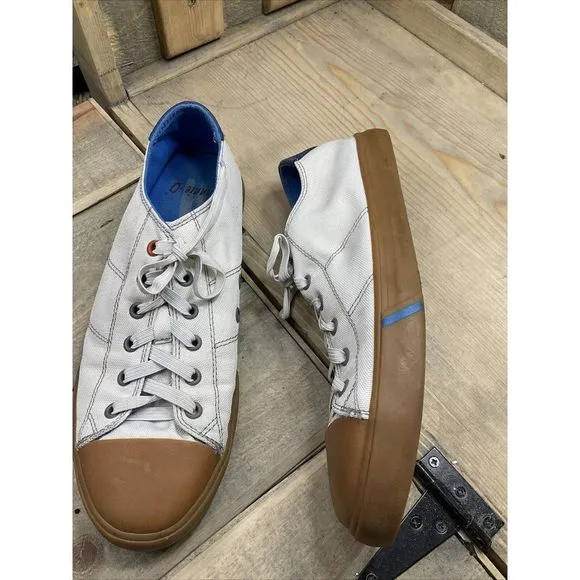 𝅺JOHNNIE-O Sail Away Sneakers White Canvas Men’s Size 8 Rubber Toe Preowned