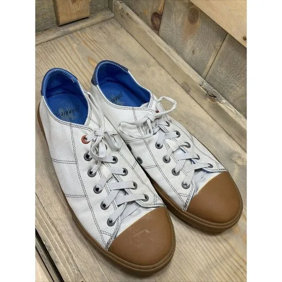 𝅺JOHNNIE-O Sail Away Sneakers White Canvas Men’s Size 8 Rubber Toe Preowned