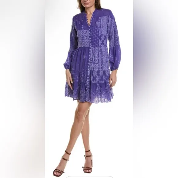Johnny Was Lexan Embroidered size Med Button-Down Slip Dress Boho Chic in purple