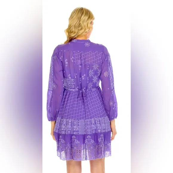 Johnny Was Lexan Embroidered size Med Button-Down Slip Dress Boho Chic in purple