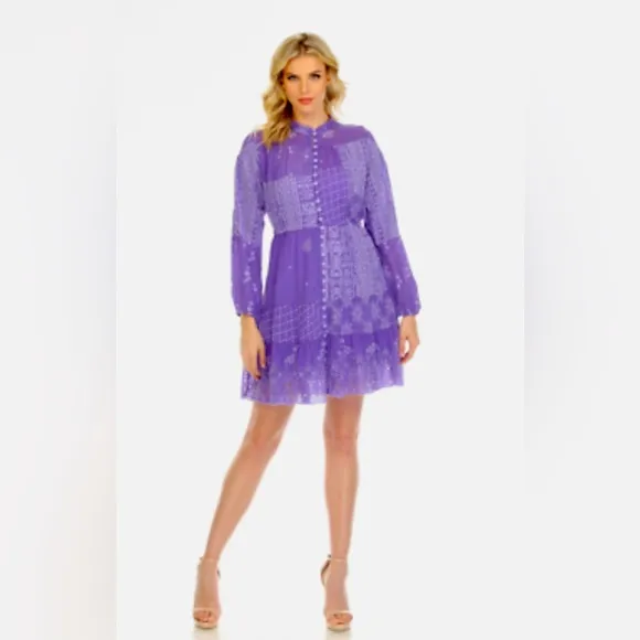 Johnny Was Lexan Embroidered size Med Button-Down Slip Dress Boho Chic in purple