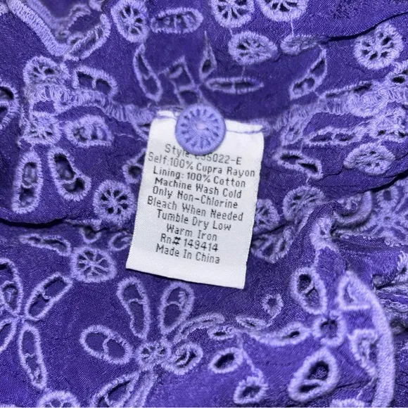 Johnny Was Lexan Embroidered size Med Button-Down Slip Dress Boho Chic in purple