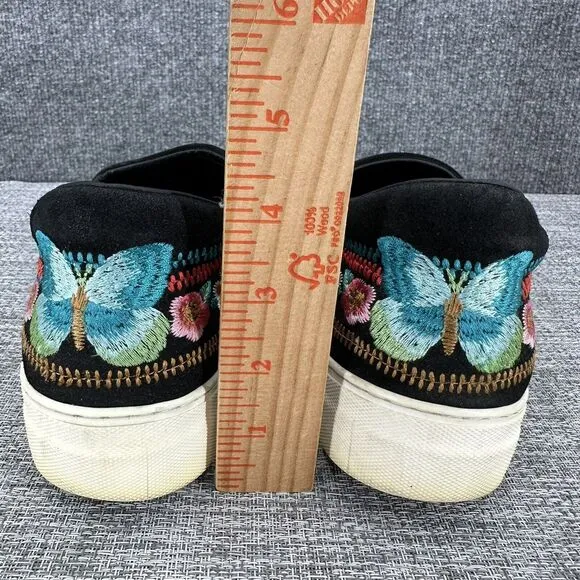 Johnny Was‎ Vinny Butterfly Loafers Womens Sz 9 Black Multi Embroidered Slip On