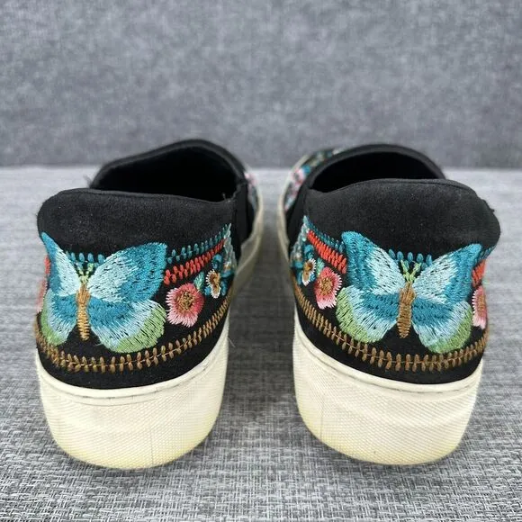 Johnny Was‎ Vinny Butterfly Loafers Womens Sz 9 Black Multi Embroidered Slip On