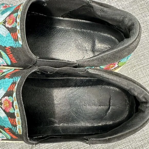Johnny Was‎ Vinny Butterfly Loafers Womens Sz 9 Black Multi Embroidered Slip On