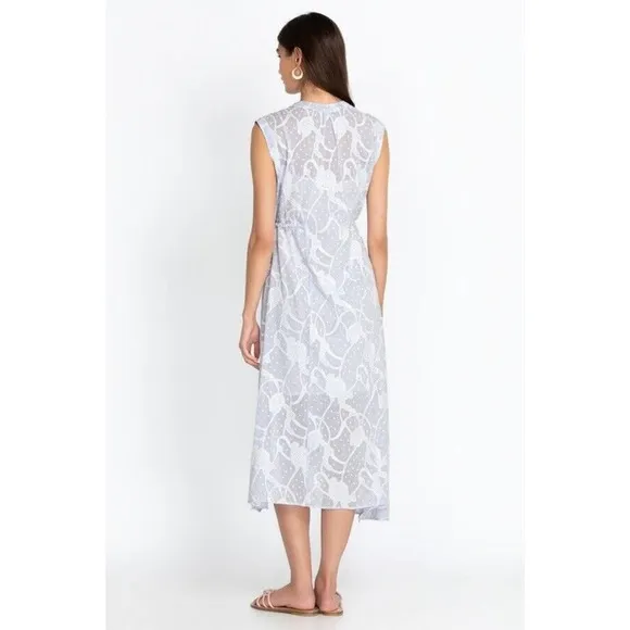 Johnny Was Women’s Flore Seersucker Asymmetrical Embroidered Cotton Dress Sz XL