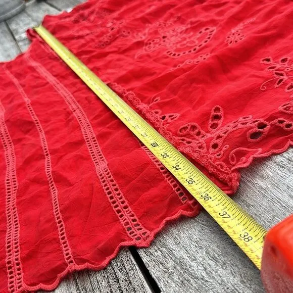 Johnny Was Rhodes Embroidered Sleeveless‎ Shift Dress Scarlet Red Size large MWT