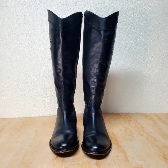 Johnston &amp; Murphy Black Leather Riding Boots Size 8.5 M