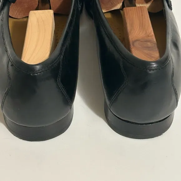 Johnston &amp; Murphy Black Leather Tassel Kiltie Slip On Loafers Size 9.5 M