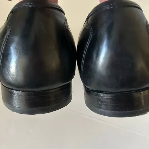 Johnston &amp; Murphy Black Leather Tassel Kiltie Slip On Loafers Size 9.5 M