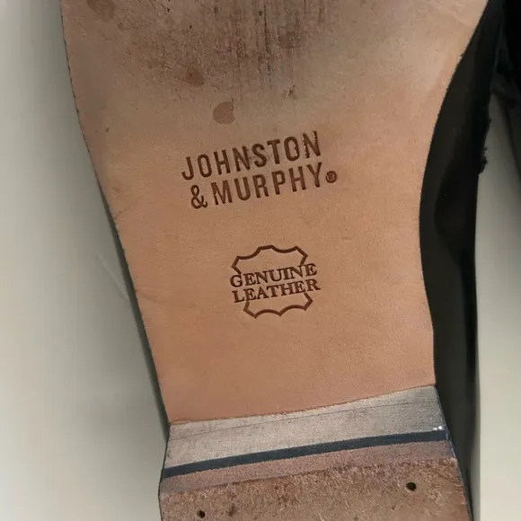 Johnston &amp; Murphy Black Leather Tassel Kiltie Slip On Loafers Size 9.5 M