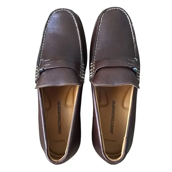 Johnston &amp; Murphy Brown Sheepskin Slip On Loafers