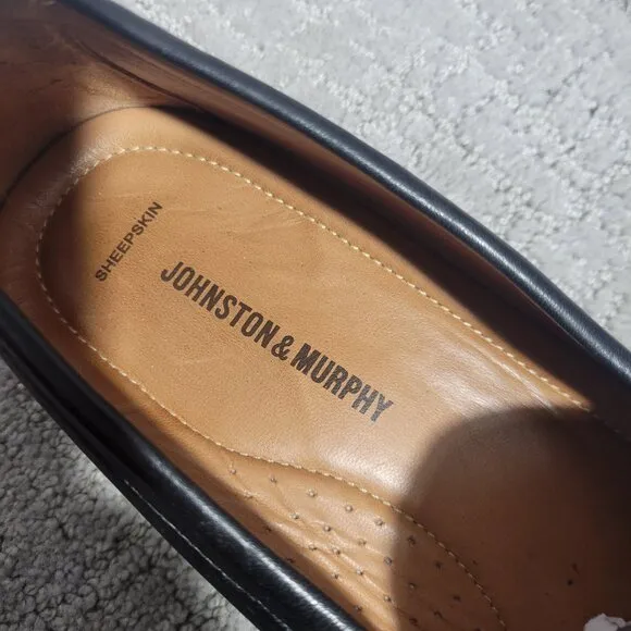 Johnston &amp; Murphy Halstead Bit Mens Size 13M Black Leather Slip On Mocs Loafers