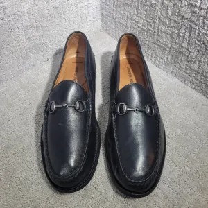 Johnston &amp; Murphy Halstead Bit Mens Size 13M Black Leather Slip On Mocs Loafers