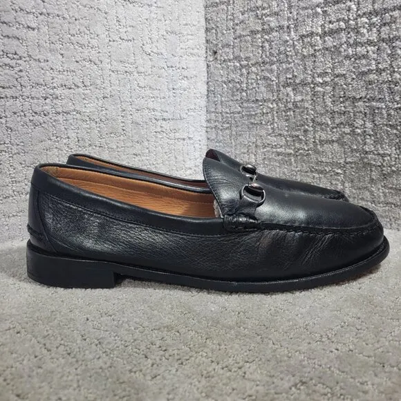 Johnston &amp; Murphy Halstead Bit Mens Size 13M Black Leather Slip On Mocs Loafers