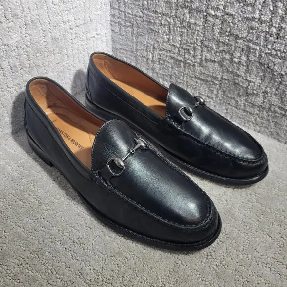 Johnston &amp; Murphy Halstead Bit Mens Size 13M Black Leather Slip On Mocs Loafers
