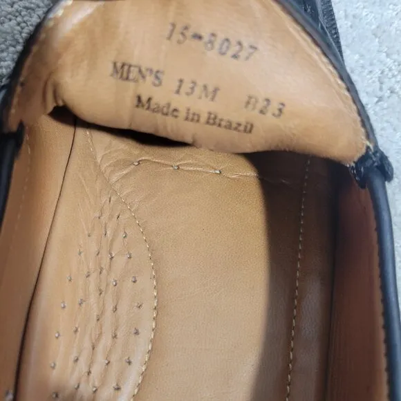 Johnston &amp; Murphy Halstead Bit Mens Size 13M Black Leather Slip On Mocs Loafers