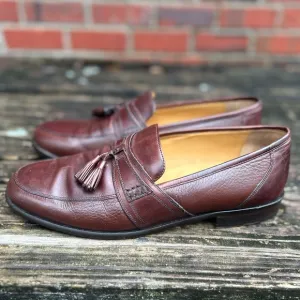 Johnston &amp; Murphy Handcrafted Brown Leather Tassel Slip On Loafers Dress Shoes