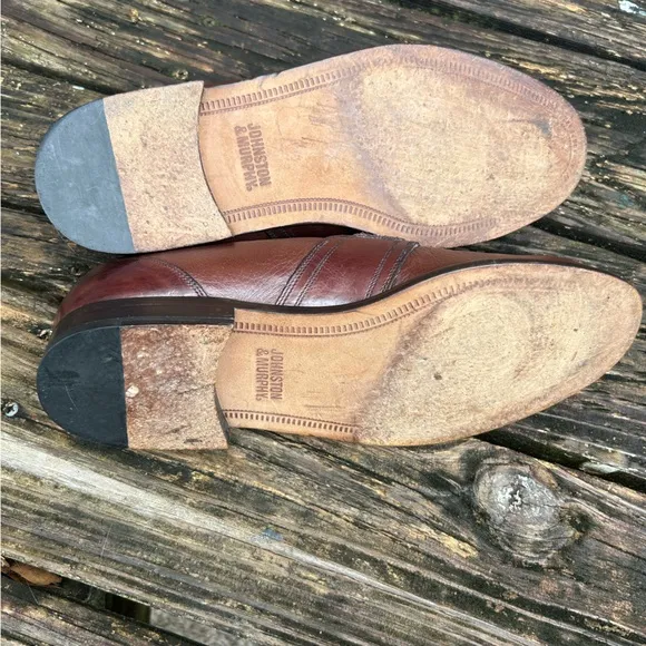 Johnston &amp; Murphy Handcrafted Brown Leather Tassel Slip On Loafers Dress Shoes