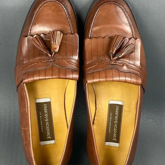Johnston &amp; Murphy Men’s Brown Hand Crafted Tassel Kiltie loafers size 9 W