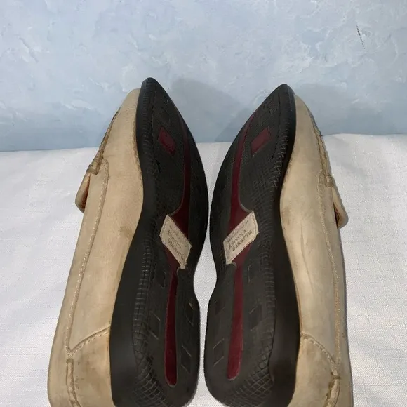 Johnston &amp; Murphy Mens Leather Woven Cream Light Tan Tassels Loafers Size 8.5M