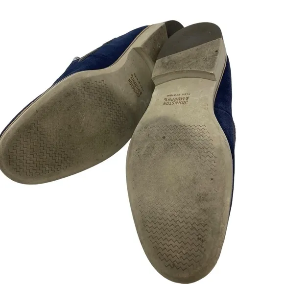 Johnston &amp; Murphy Men’s Size 9 Blue Suede Slip On Tassels Flat Loafers Ellington