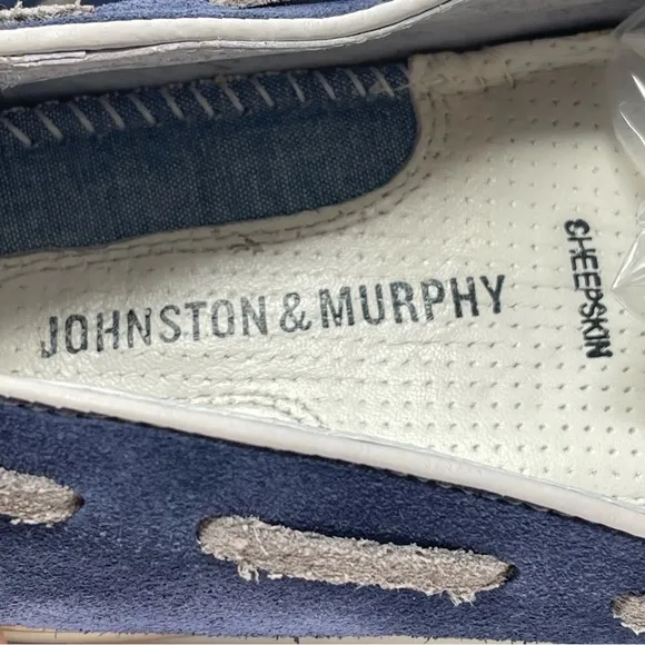 Johnston &amp; Murphy Men’s Size 9 Blue Suede Slip On Tassels Flat Loafers Ellington