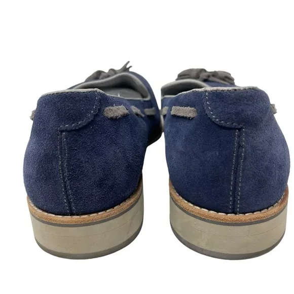 Johnston &amp; Murphy Men’s Size 9 Blue Suede Slip On Tassels Flat Loafers Ellington