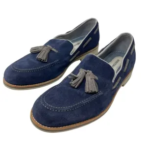 Johnston &amp; Murphy Men’s Size 9 Blue Suede Slip On Tassels Flat Loafers Ellington