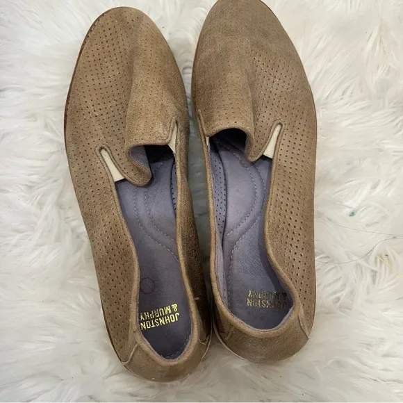 Johnston &amp; Murphy Paulette Suede Slip On Sneakers Loafers Metallic Gold …