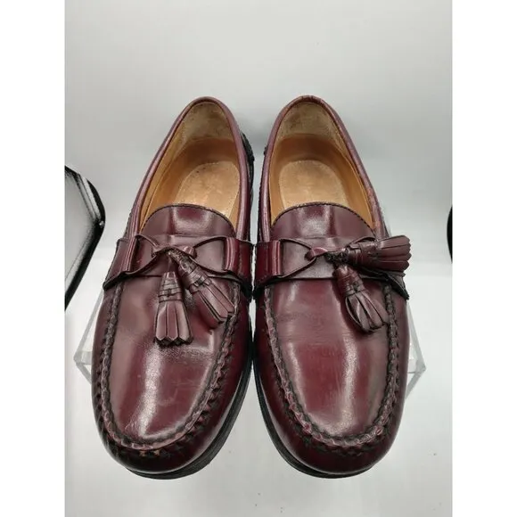 Johnston &amp; Murphy Tassel Loafers Burgundy/Brown Leather Mens 9.5 M Made In Mexic
