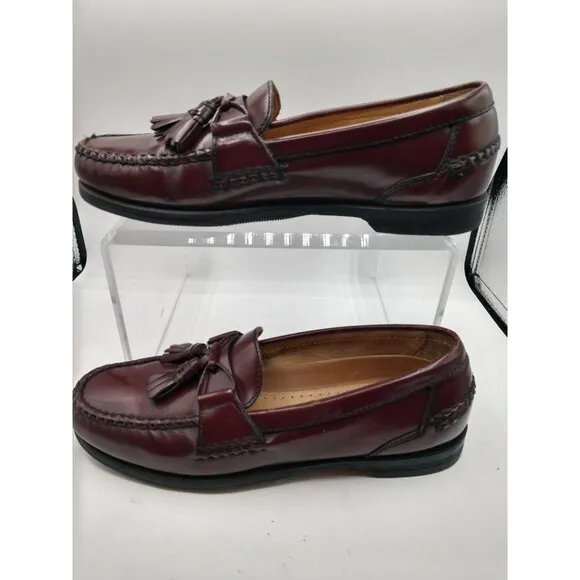 Johnston &amp; Murphy Tassel Loafers Burgundy/Brown Leather Mens 9.5 M Made In Mexic