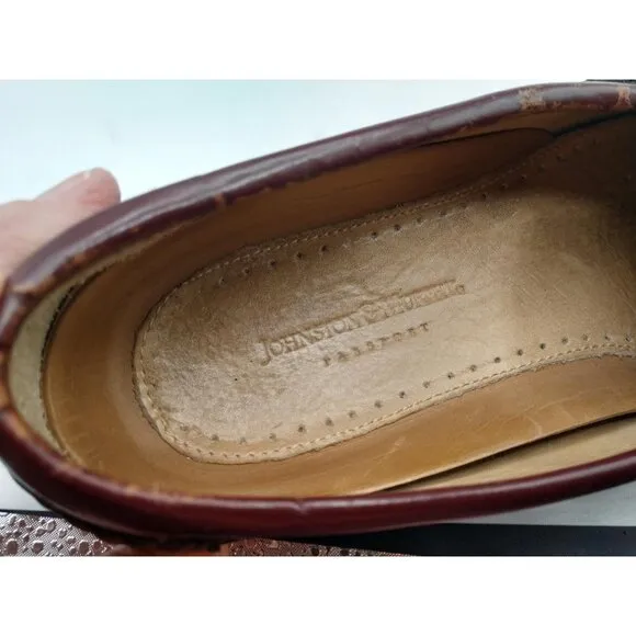 Johnston &amp; Murphy Tassel Loafers Burgundy/Brown Leather Mens 9.5 M Made In Mexic