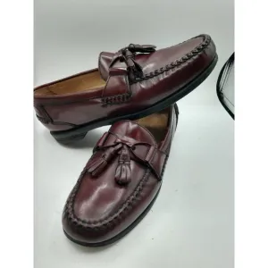 Johnston &amp; Murphy Tassel Loafers Burgundy/Brown Leather Mens 9.5 M Made In Mexic
