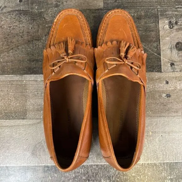 Johnston &amp; Murphy Loafers Men 11M Brown Leather Tassels Dress Shoes