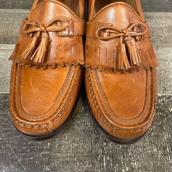 Johnston &amp; Murphy Loafers Men 11M Brown Leather Tassels Dress Shoes