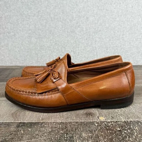 Johnston &amp; Murphy Loafers Men 11M Brown Leather Tassels Dress Shoes
