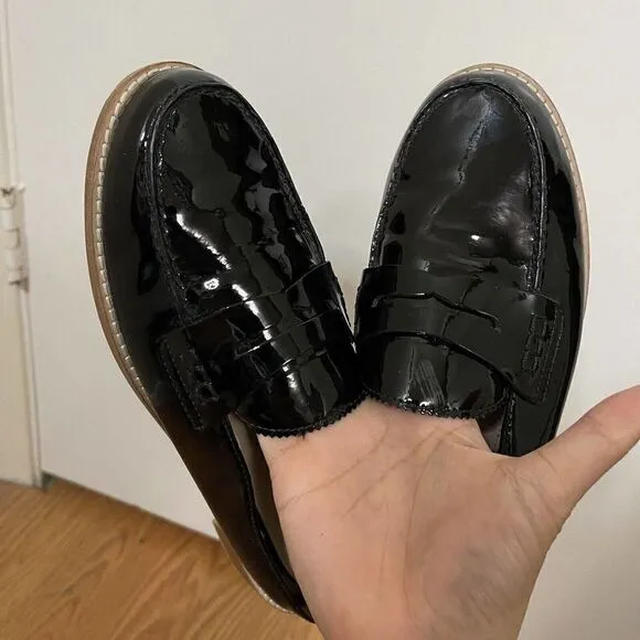 Johnston and Murphy Black patent leather slip on loafers size US 7.5